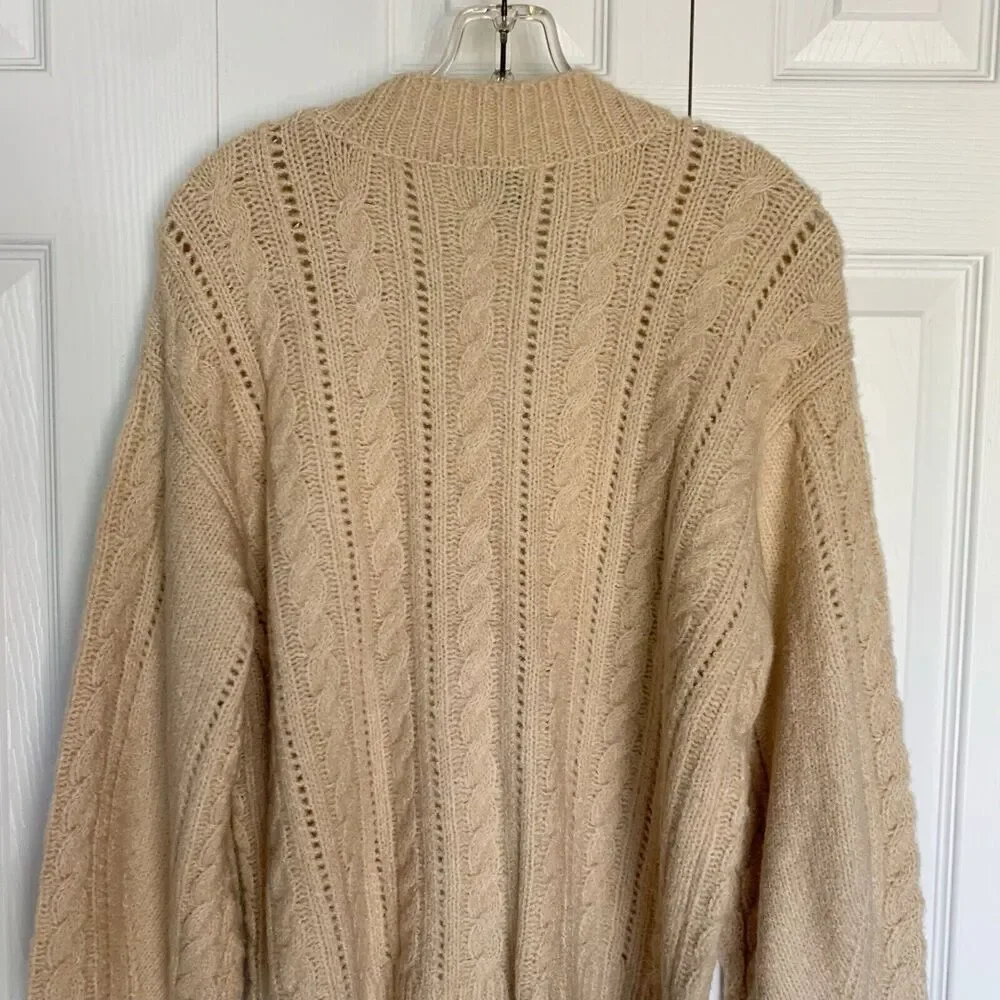 ELIE ELIE TAHARI Women Cable Knit Cardigan S/P Beige